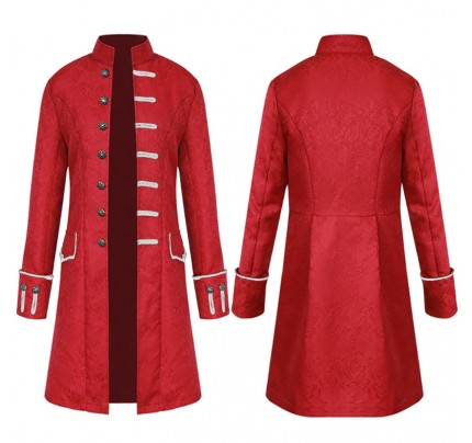 Solid Color Fashion Steampunk Retro Uniform Stand Collar Overcoat