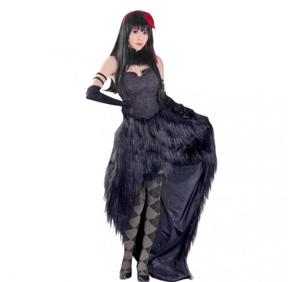 Puella Magi Madoka Magica Cosplay Homura Akemi Costume Black Dress