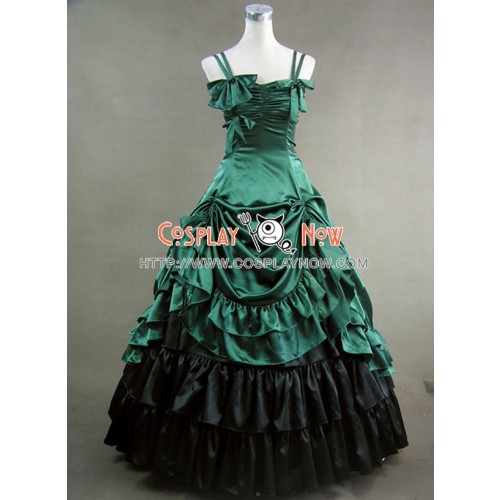 Southern Belle Lolita Ball Gown Prom Green Satin Dress