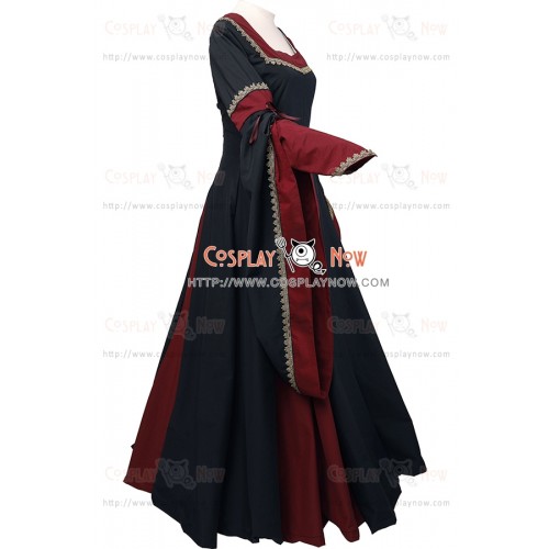 Carnival Renaissance Medieval Robe Guinevere Black Bordeaux Dress
