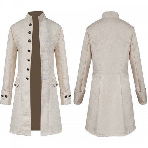 Solid Color Fashion Steampunk Retro Uniform Stand Collar Overcoat