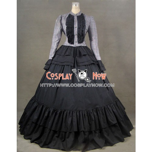 Victorian Civil War Ball Gown Tartan Dress Prom