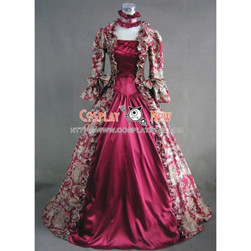 Victorian Lolita Reenactment Stage Antique Gothic Lolita Dress Wine Floral