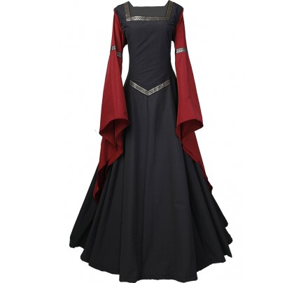Renaissance Carnival Medieval Hermia Black-Bordeaux Red Lolita Dress Robe 