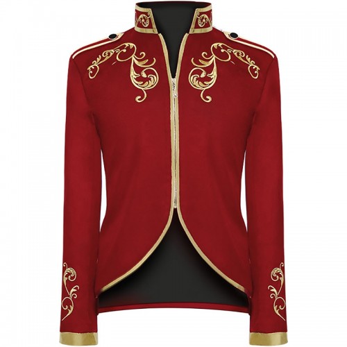 Historical Cosplay Royal Prince Costume Gold Embroidery Suit Jacket Coat