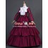 Civil War Victorian Striped Puff Sleeved Tiered Party Gown Period Lolita Dress Costume