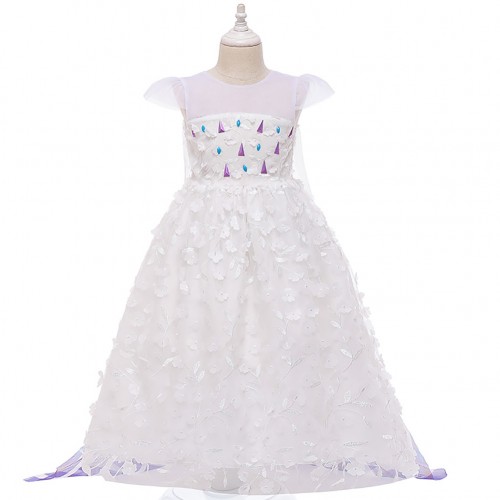 Snow White Cosplay Princess Costume Layered Printed Sleeveless White Girl Dress for Children