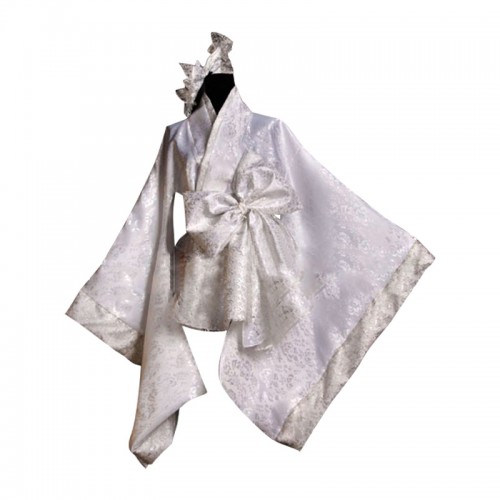 Lolita Cosplay White Universal Japan Kimono Dress Costume