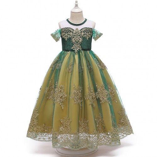 Princess Cosplay Anna Costume Fairy Tale Cute Layered Printed Girl Dress for Children