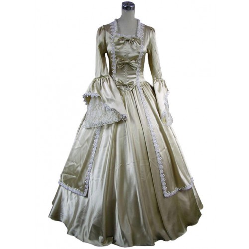 Marie Antoinette Victorian Gold Dress Evening Gown