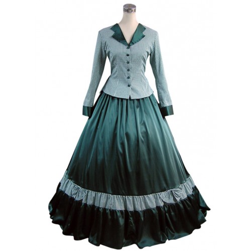 Civil War Victorian Tartan Ball Gown Dress Prom