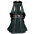 Medieval Renaissance Carnival Strappy Sarah Dark Green-Black Robe Dress