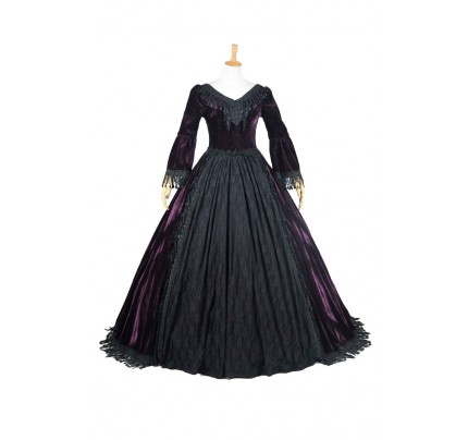 Lolita Dress Victorian Lolita Reenactment Period Velvet Lace Cosplay Costume