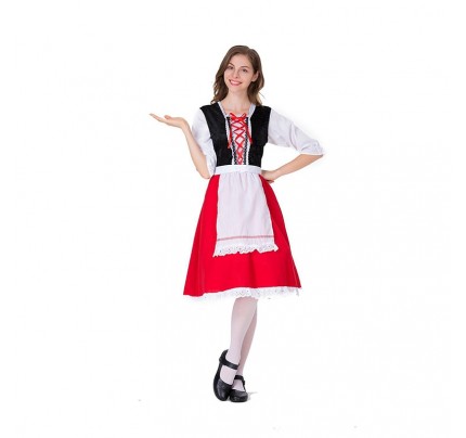 Christmas Princess Cosplay Costume Festival Maid Uniform Dress with Cape 
