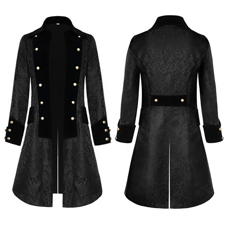 Historical Medieval Solid Jacquard Vintage Uniform Coat Halloween