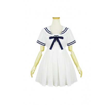 Lolita Cosplay Harajuku Navy Dress White Costume