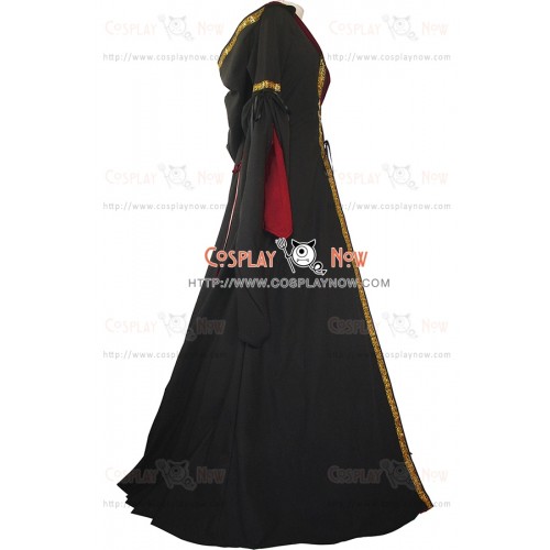 Renaissance Carnival Medieval Magdalena Black-Bordeaux Dress Robe