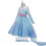 Frozen Cosplay Princess Elsa Costume Long Blue Stand Collar Girl Dress for Children