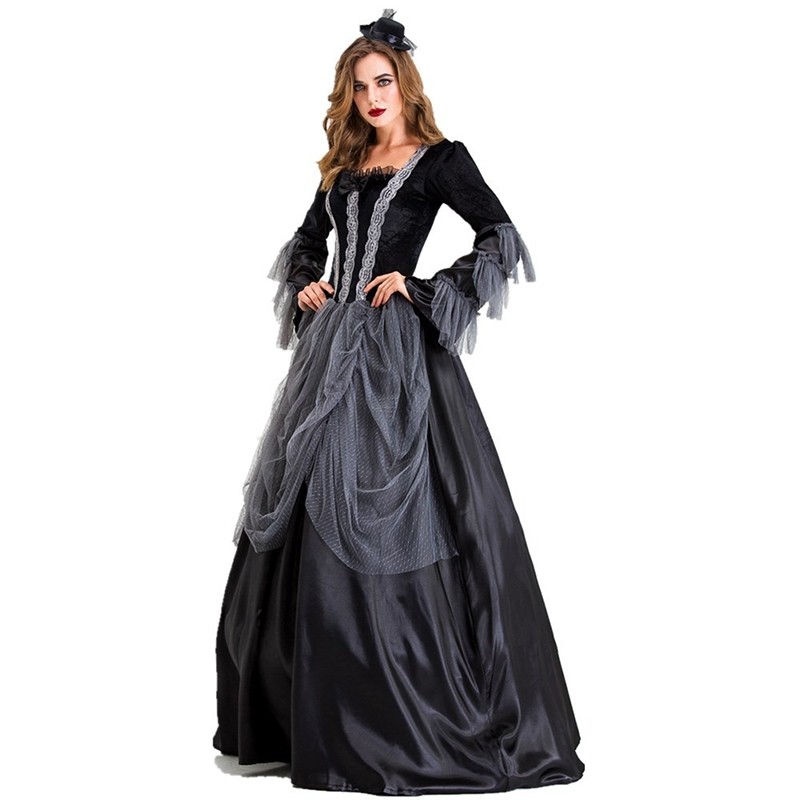 Gothic Gorgeous Queen Cosplay Vampire Witch Costume Dress Halloween