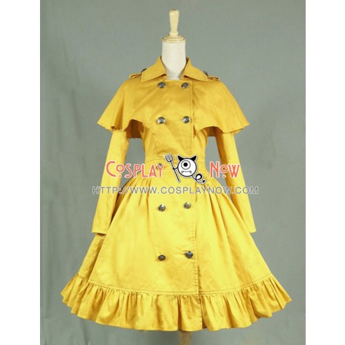 Gothic Lolita Cosplay Victorian Cape Reenactment Steampunk Stage Yellow Dress Costume