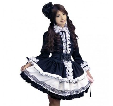 Gothic Punk Black White Lolita Dress Halloween