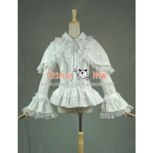 Victorian Lolita Reenactment Lace Ruffle Blouse Gothic Lolita Dress White