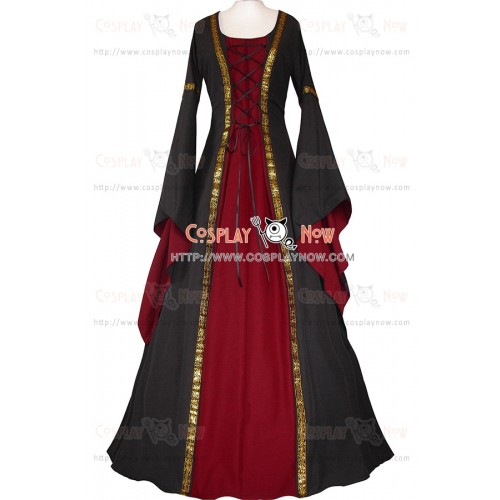 Carnival Renaissance Medieval Antique Anna Schwarz-Bordeaux Red Lolita Dress Robe