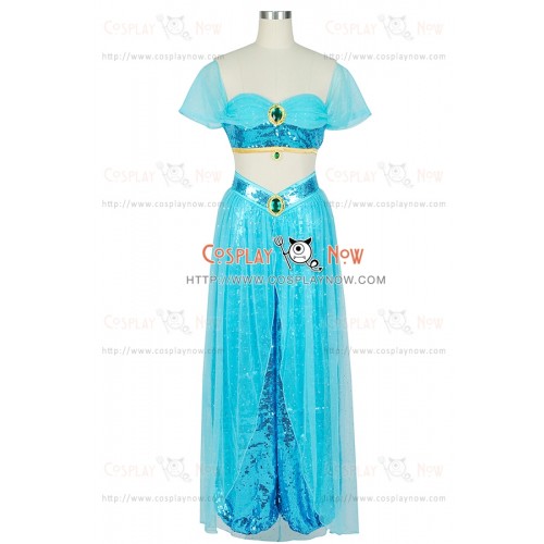 Aladdin and the Magic Lamp Cosplay Jasmine Costume Earrings Necklace Sexy Dress