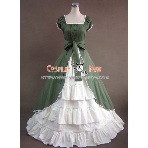 Colonial Cosplay Lolita Green Dress Ball Gown Prom