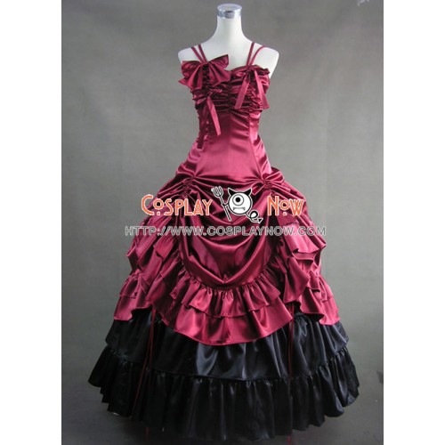Southern Belle Satin Lolita Ball Gown Prom Red Dress