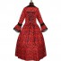 Historical Medieval Lace Color Collision Pagoda Sleeves Vintage Costume Dress