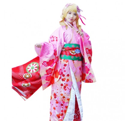 Puella Magi Madoka Magica Cosplay Tomoe Mami Kimono Costume