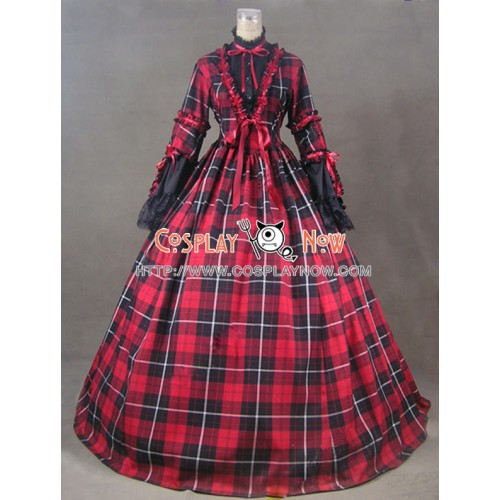 Civil War Reenactment Tartan Dress Ball Gown Prom Cosplay