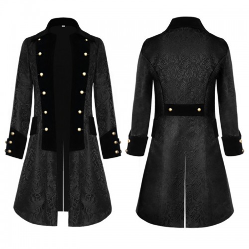 Historical Medieval Solid Jacquard Vintage Uniform Coat