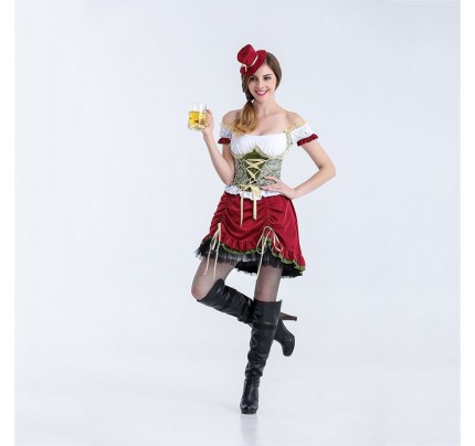 Munich Oktoberfest Festival Costume Performance Halloween Stage Restaurant Work Uniform Short Dress