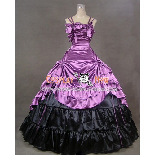 Southern Belle Satin Lolita Ball Gown Lavender Prom Dress