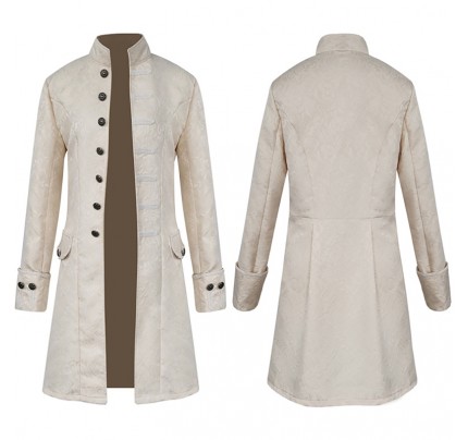 Solid Color Fashion Steampunk Retro Uniform Stand Collar Overcoat