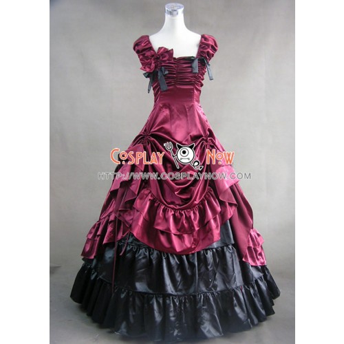 Southern Belle Satin Ball Gown Prom Wedding Red Dress