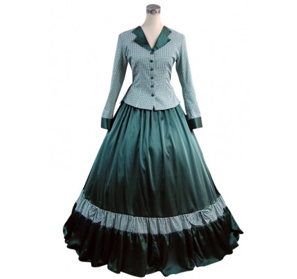 Civil War Victorian Tartan Ball Gown Dress Prom