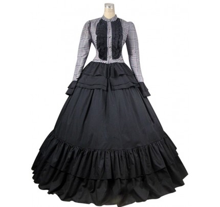 Victorian Civil War Ball Gown Tartan Dress Prom