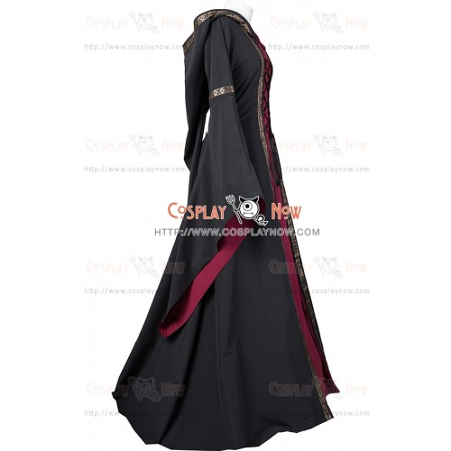 Renaissance Baroque Medieval Robe Adelheid Schwarz-Bordeaux Carnival Dress