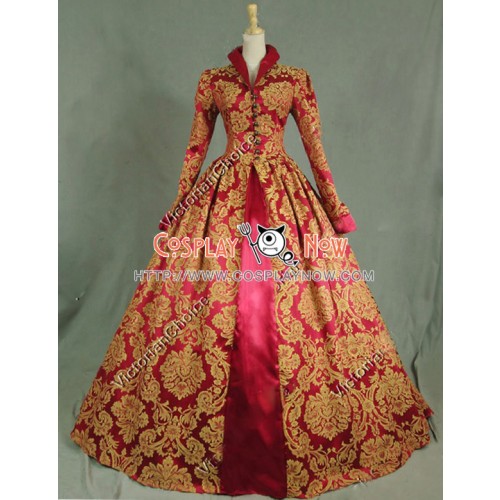 Victorian Lolita Queen Elizabeth Tudor Historical Gothic Lolita Dress Burgundy Floral