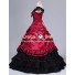 Southern Belle Civil War Ball Gown Formal Reenactment Stage Red Lolita Dress Costume