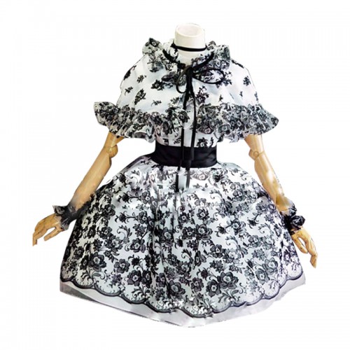 Black White Classic Gothic Lolita Dress Cosplay Costume