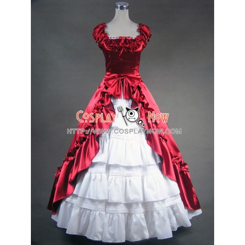 Renaissance Gothic Reenactment Red Dress Ball Gown