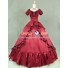 Victorian Southern Belle Ball Gown Reenactment Halloween Red Lolita Dress Costume