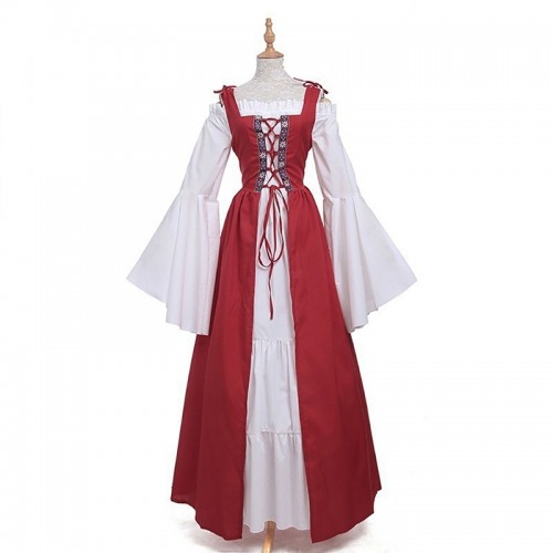 Square Collar Medieval Renaissance Vintage Dress Christmas