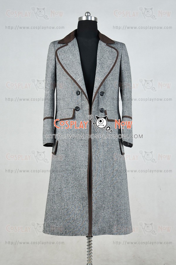 Doctor Who 4th Fourth Dr Tom Baker Cosplay Costume Trench Coat Gray
