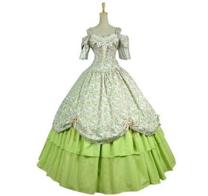 Victorian Civil War Ball Gown Prom Reenactment Clothing Steampunk Green Lolita Dress Costume