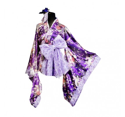 Lolita Cosplay Universal Purple Japan Kimono Dress Costume